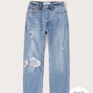 Abercrombie & Fitch high rise dad jeans in light ripped wash size 12 regular